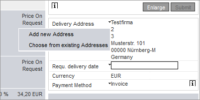 Entering a new delivery address