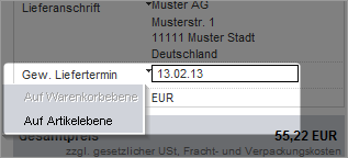 Gewünschter Liefertermin Gewünschter Liefertermin