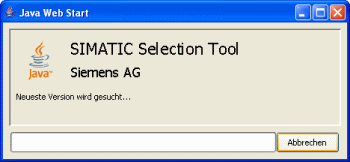 Fenster mit der Meldung "Neuste Version wird gesucht"