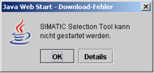 "SIMATIC Selection Tool konnte nicht gestartet werden"