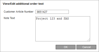 iew/Edit additional order text